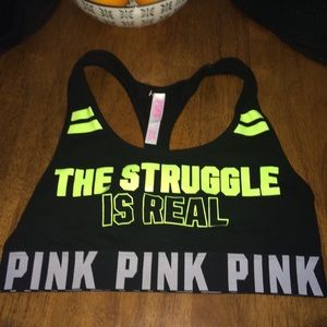 VICTORIAS SECRET PINK SPORTS BRA "THE STRUGGLE"(M)