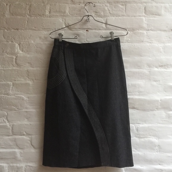 Mid length skirt made in Italy black soft denim