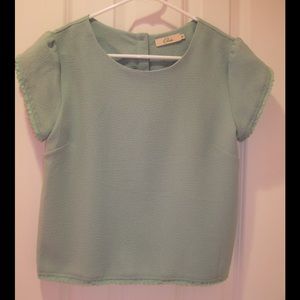 Elodie Top Button-Up Back Lace Trim Size M