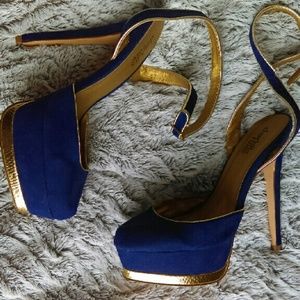 Blue suede heels
