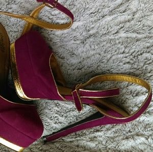 Dark pink suede heels