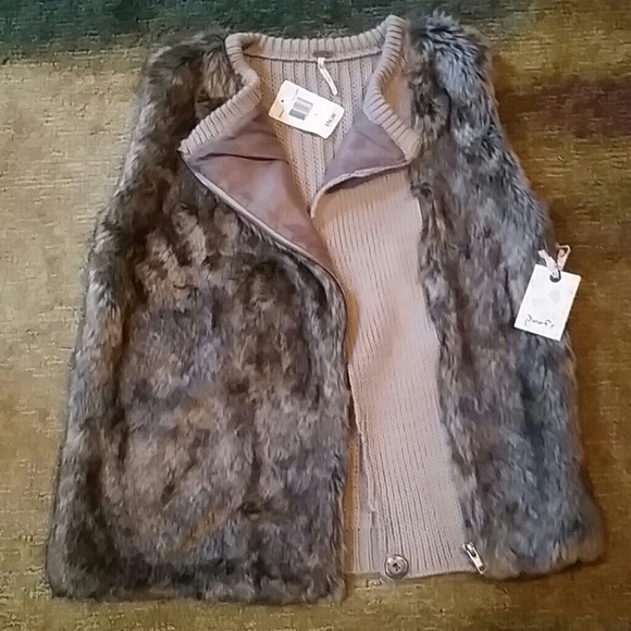 Brown faux fur vest
