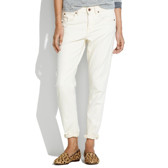 Madewell Denim - Like new Madewell Off White Slim Linen Boyjeans