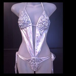 💥Silver monokini #stripper dancer