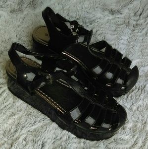 Black platform sandals