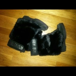 Black Coach fur boots