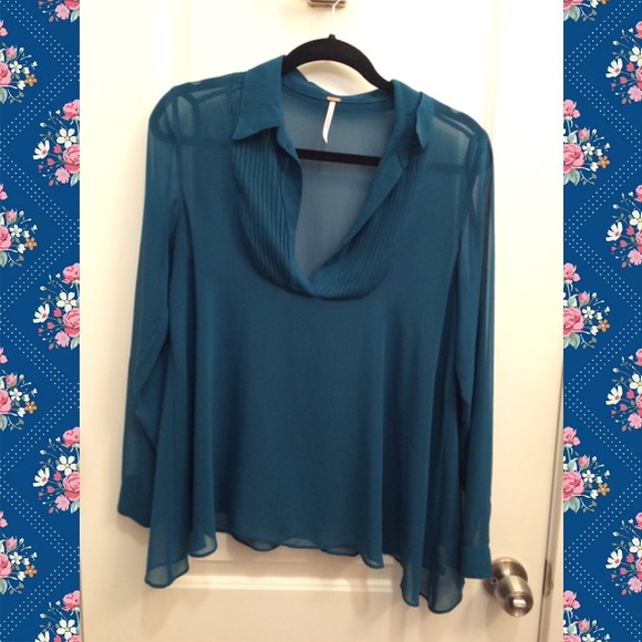 Free People Turquoise Blouse - Picture 2 of 5
