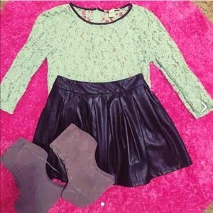 Faux Leather skater girl skirt