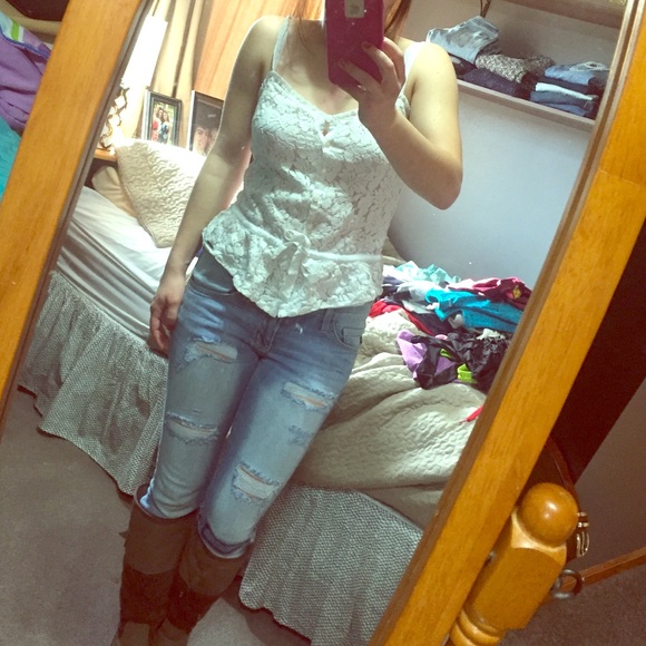 White Lace Hollister Top