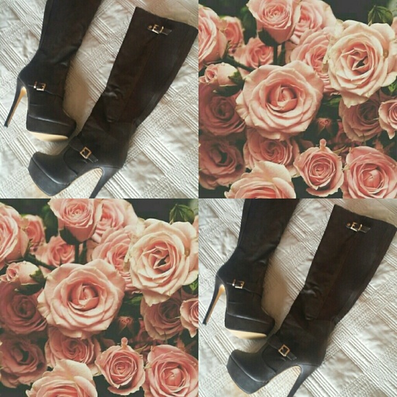 Charlotte Russe Shoes - *GORGEOUS Dark Brown Leather Knee-high Boots!!*