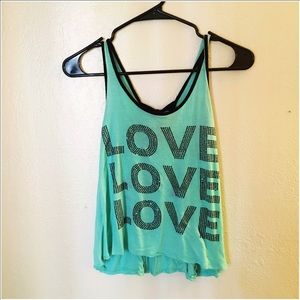 Green "Love" tank top
