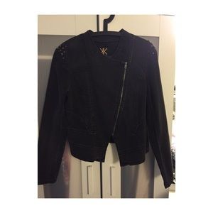 Kardashian kollection denim moto jacket