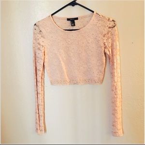 Light pink floral lace crop top. F21