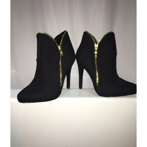 Black gold zipper boots. *Brand New*