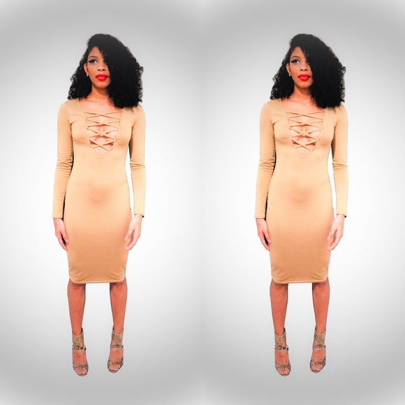 new midi criss cross front dress...