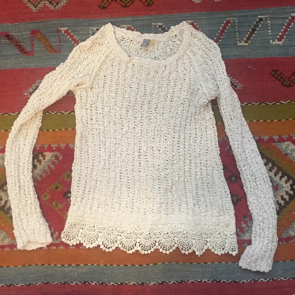 Anthropologie cream lace sweater