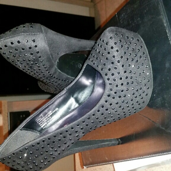 Black rhinestone heels