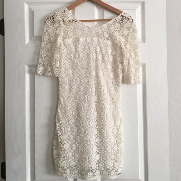 Creamy white lace dress