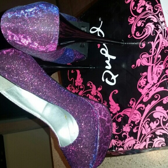 Iridescent purple leopard heels