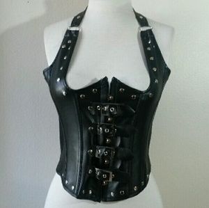 Faux leather corset