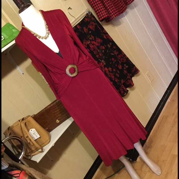 Jolibel red slinky dress w dec buckle sz 12 - Picture 1 of 4
