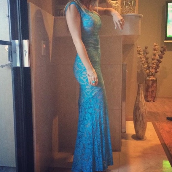 Hot Miami styles short sleeve long lace dress