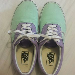 Teal and purple pastel vans.