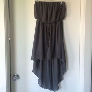 Grey high low strapless