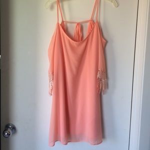 tobi off the shoulder coral dress