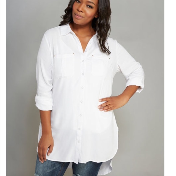 White long button up blouse