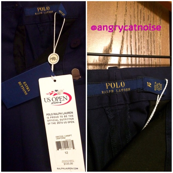 NWT Polo Ralph Lauren wide-leg Navy Pants: US Open - Picture 3 of 4