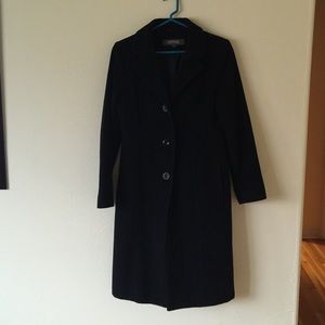 Knee length black pea coat
