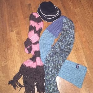 BUNDLE. 2 scarves and a hat.