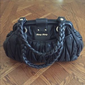 miu miu black leather bag