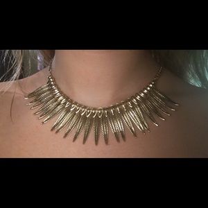 Metal feather necklace