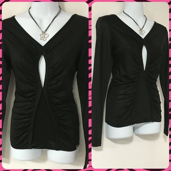 NWT! black cutout top from Paris - Picture 2 of 3