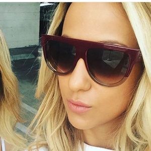Celine Burgundy  shadow flat top sunglasses