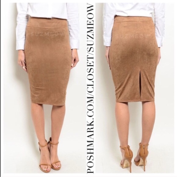Sale! Vegan Suede Midi Pencil Skirt • M or L left! - Picture 2 of 2