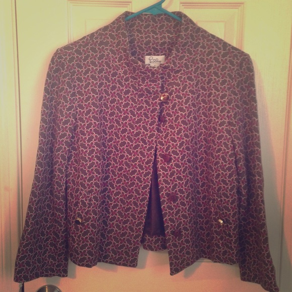 Lilly Pulitzer brown floral cropped jacket EUC