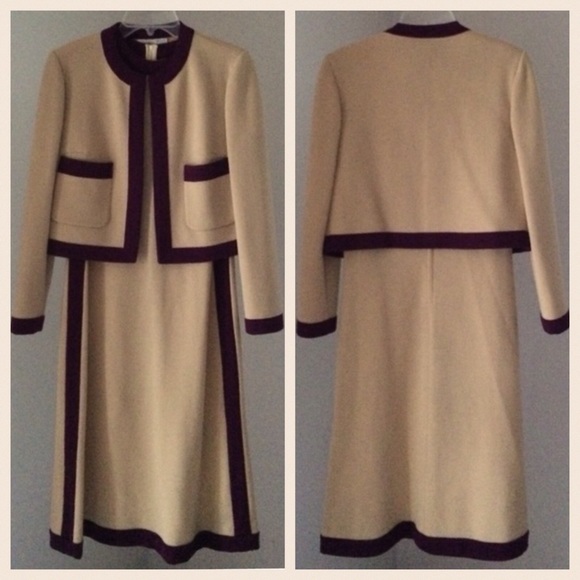 VTG 1970s Mad Men wool sweater dress set - Picture 3 of 3