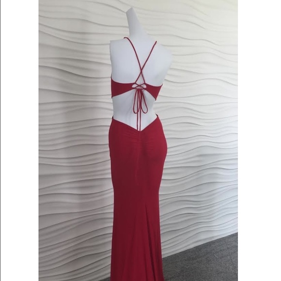 "SOLD" SJ Style Red Backless Gown