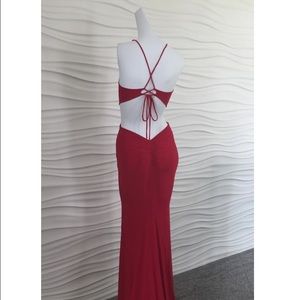 "SOLD" SJ Style Red Backless Gown