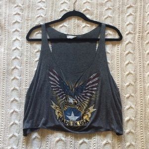 Gray, "MADE IN USA" crop top