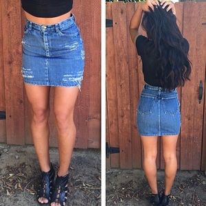 High waisted Jean Skirt