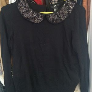 Peter Pan Sequin Collared Sweater