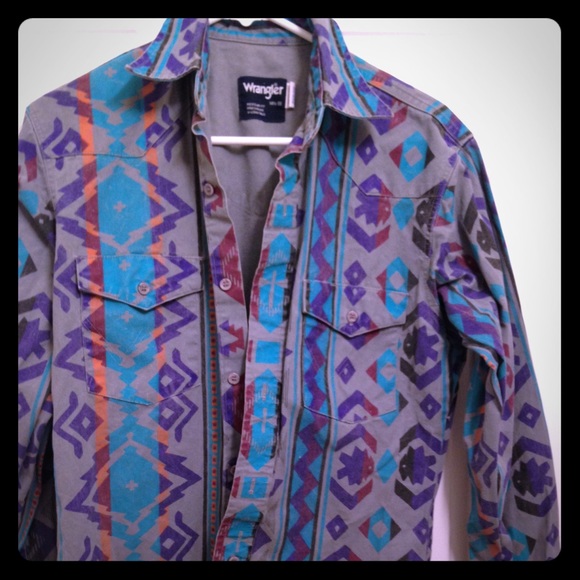 Vintage 1980's Aztec print wrangler button up
