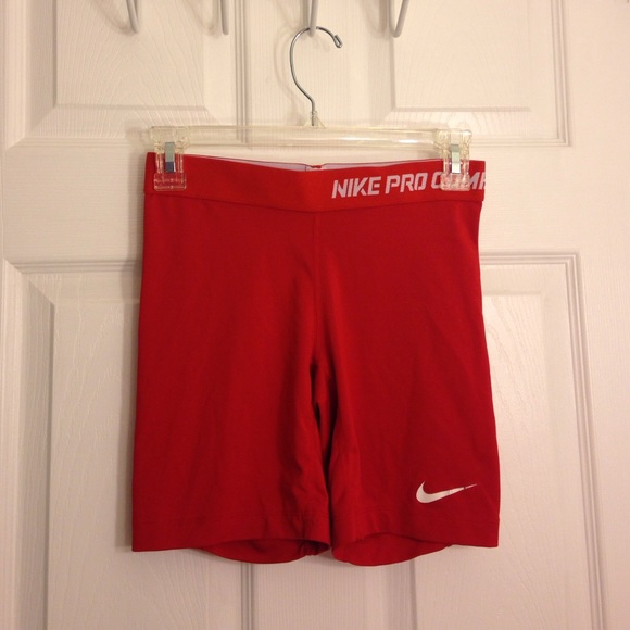 Red Nike Pro Combat Dri-Fit Compression Shorts
