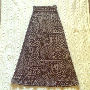 Taupe & Black Aztec print maxi skirt.