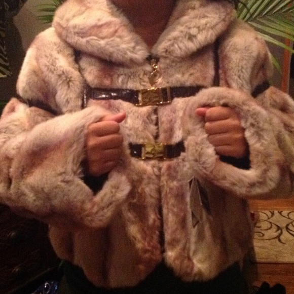 New Brown Baby Phat Fur Paneled Jacket