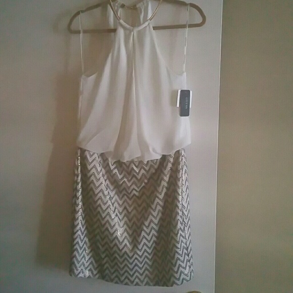 Guess white and gold dress